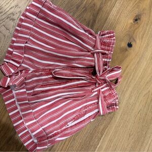 American Eagle Outfitters Red and White Striped High Waist Shorts